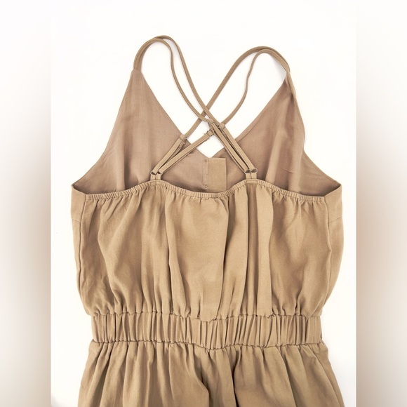 Easel Tan Jumpsuit with Tie-Waist and Relaxed Fit - Picture 6 of 10